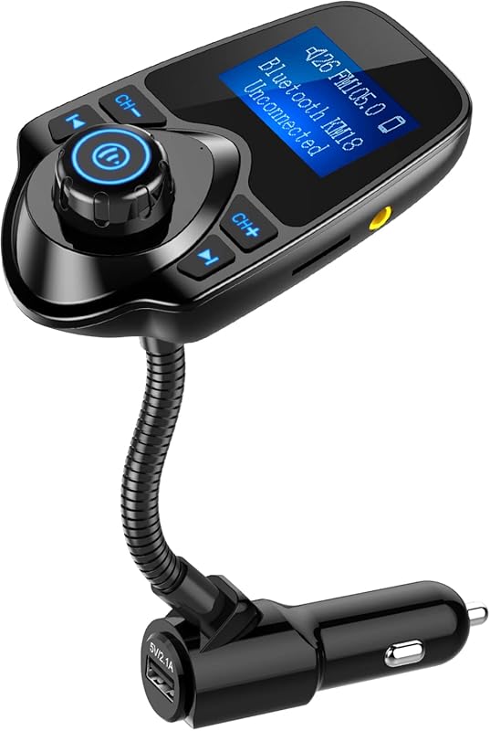 Nulaxy KM18 Bluetooth 5.4 Car Adapter with Clear Display, Gooseneck, FM Transmitter