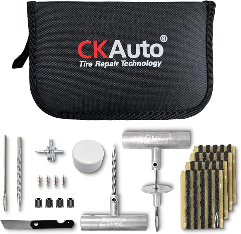 CKAuto 36-Piece Universal Heavy Duty Tire Repair Kit for Flat Puncture Repairs