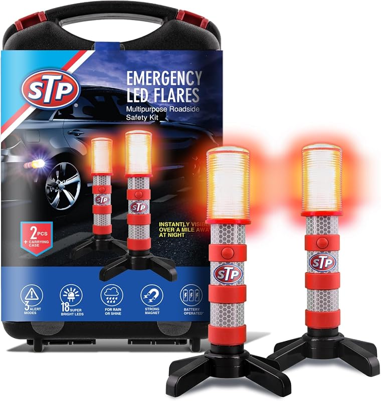 XTREME STP LED Road Flares, Magnetic Emergency Lights with 3 Alert Modes and Stand