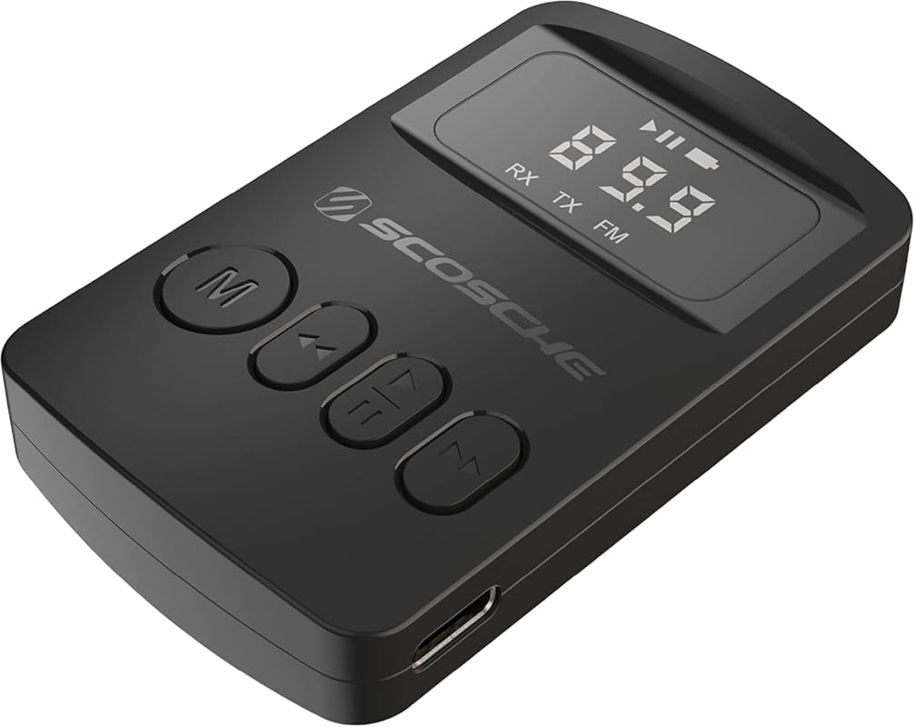 Scosche BTTRFM-SP1 Portable Bluetooth Transmitter Receiver for TV, Car, Home Stereo, Airplane