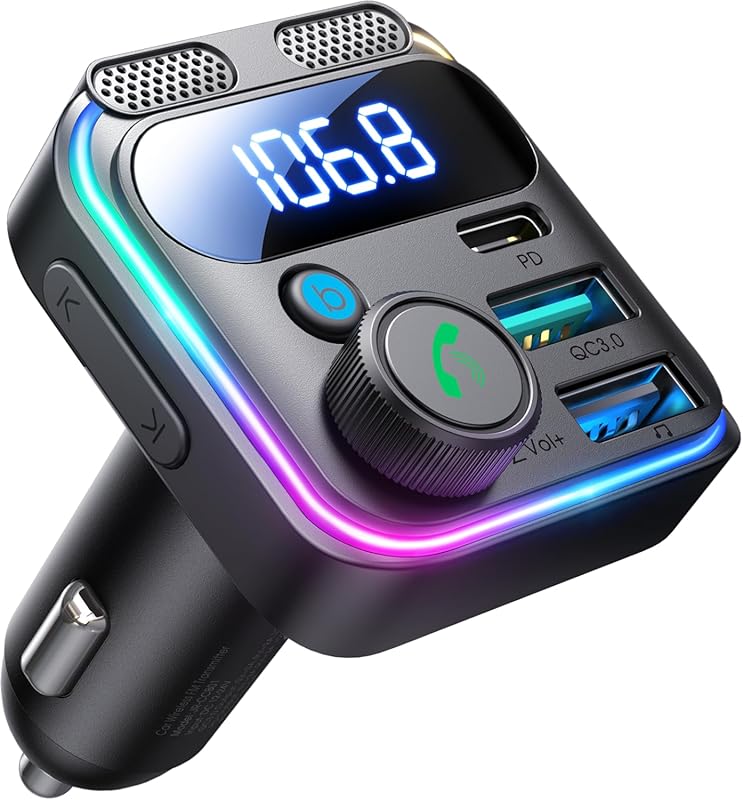 JOYROOM 81W Bluetooth 6.0 Car FM Transmitter with PD45W QC36W, Dual Mics, Deep Bass
