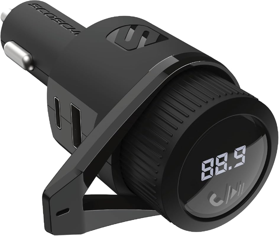 Scosche BTFM9 Bluetooth FM Transmitter with Dual USB-C USB-A Charging, Hands-Free Calling