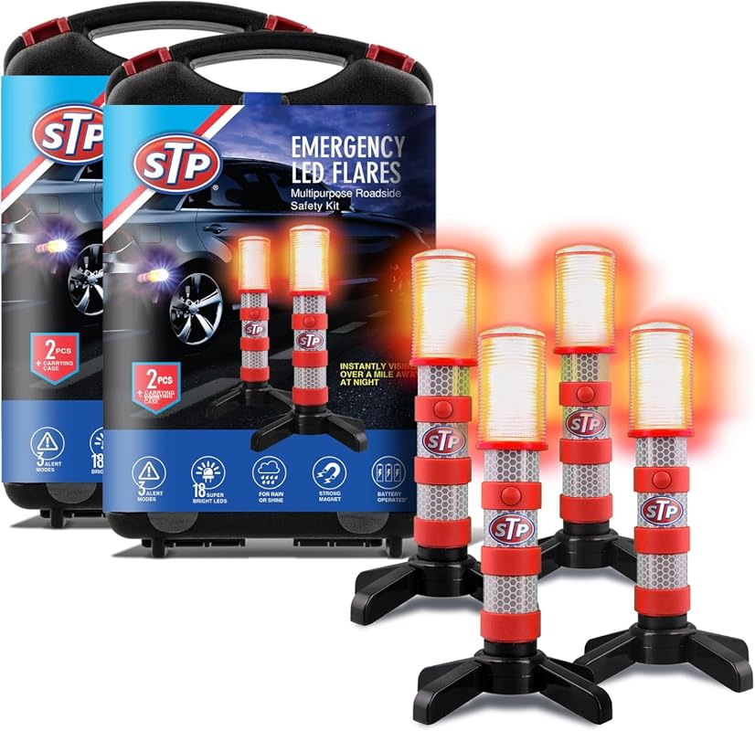XTREME STP LED Road Flares, Magnetic Emergency Lights with 3 Alert Modes and Stand