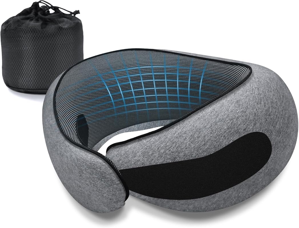 Compact Memory Foam Neck Pillow for Airplanes, Car Rides, and Home Comfort