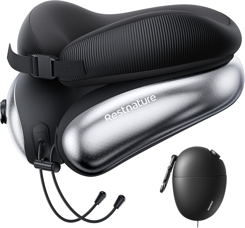 Adjustable 2-Layer Memory Foam and Inflatable Air Loop Neck Pillow for Travel