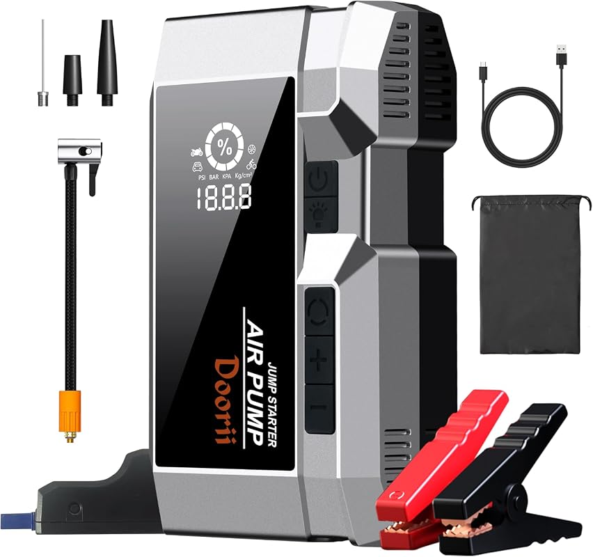8000A 10-in-1 Jump Starter with Air Compressor and 150PSI Tire Inflator