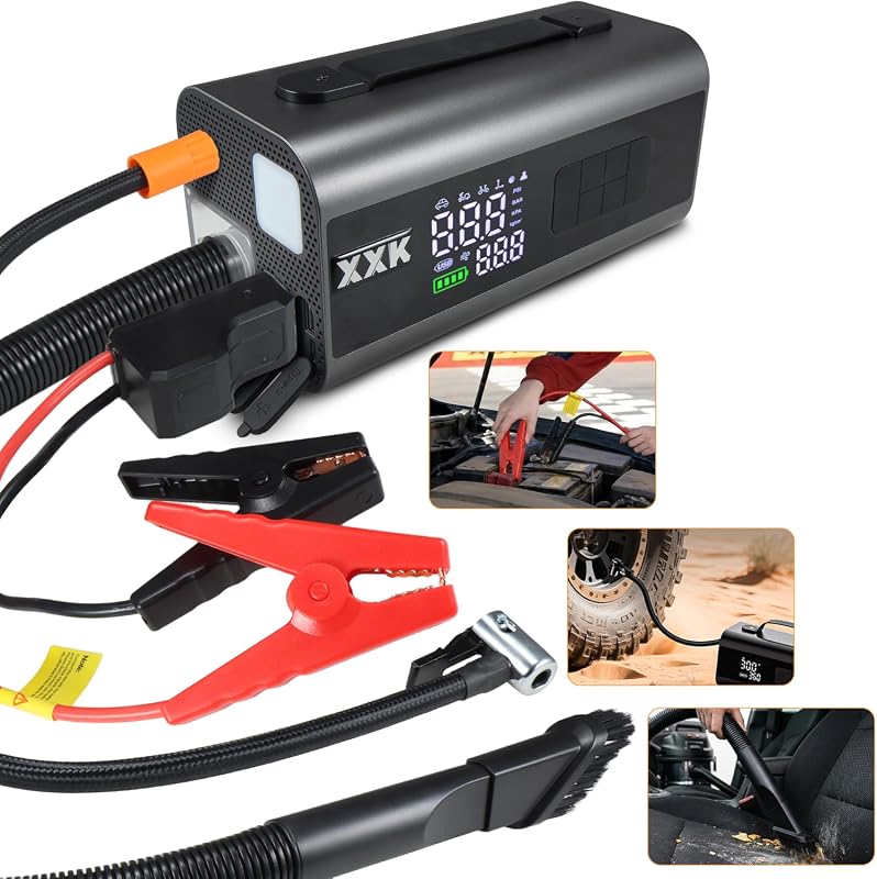 160PSI Portable Tire Inflator and 2000A Car Jump Starter with 20000mAh Battery